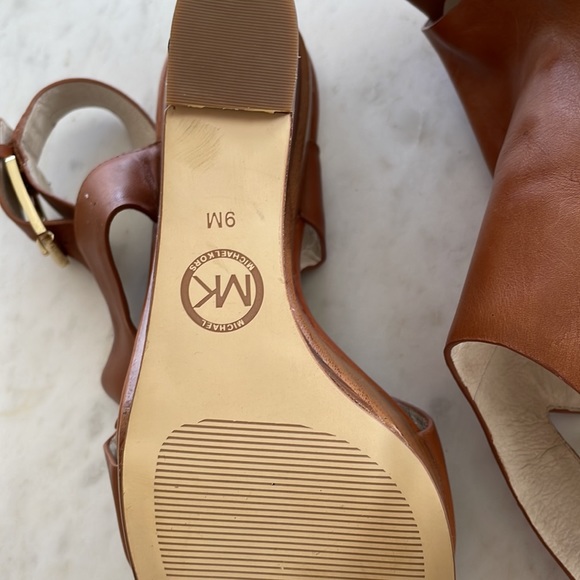 MICHAEL Michael Kors Brown Leather Josephine Wedge Sandals Size 9 - Picture 6 of 7